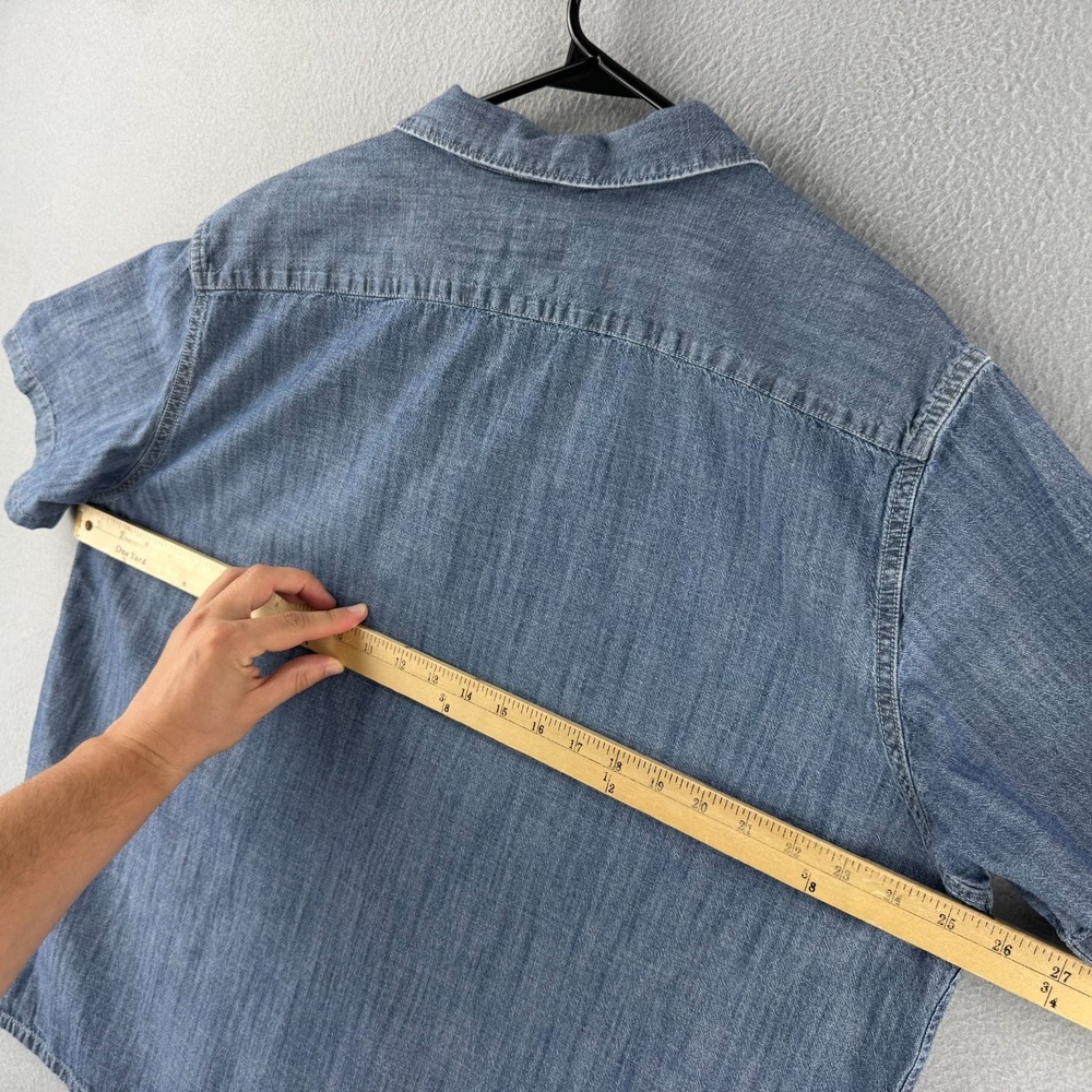 Levis Shirt Mens XL Blue Chambray Camp Button Up Boxy - Picture 8 of 12